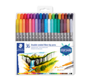 Staedtler Twin-Tip Double-Ended Fibre-Tip Pens Box Of 36 Assorted Colours