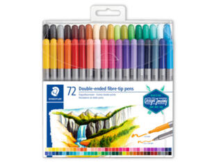Staedtler Twin-Tip Double Ended Fibre-Tib Pens Box Of 72 Assorted Colours