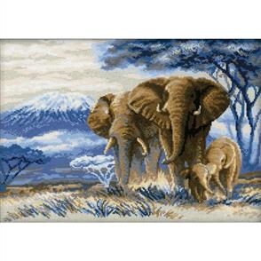 Riolis  Elephants in Savannah - Cross Stitch Kit