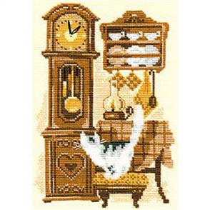 Riolis  Cat with Clock - Cross Stitch Kit