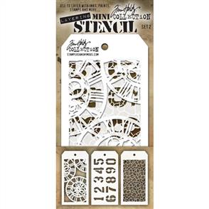 Stampers Anonymous Tim Holtz 3/pk Mini Layering Stencils - Set 2
