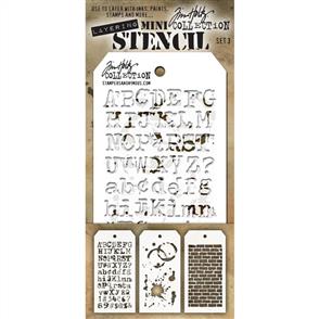 Stampers Anonymous Tim Holtz 3/pk Mini Layering Stencils - Set 3