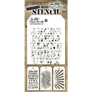 Stampers Anonymous Tim Holtz 3/pk Mini Layering Stencils - Set 5
