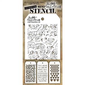 Stampers Anonymous Tim Holtz 3/pk Mini Layering Stencils - Set 6