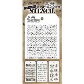 Stampers Anonymous Tim Holtz 3/pk Mini Layering Stencils - Set 18