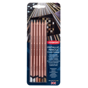 Derwent Metallic Pencil Non Soluable Traditional Pack 6