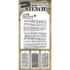 Stampers Anonymous Tim Holtz 3/pk Mini Layering Stencils - Set 34