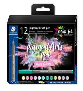 Staedtler Pigment Brush Pen Pastel Colours 12Pc