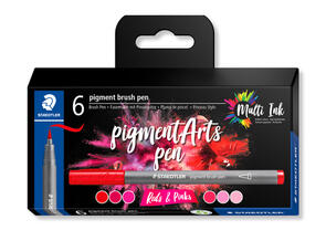 Staedtler Pigment Brush Pen Reds&Pinks 6 Pcs