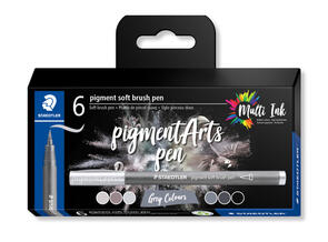 Staedtler Pigment Soft Brush Pen Greys 6 Pcs