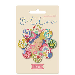Tilda Wallflower - Buttons 16mm - Red/Green (8pcs)