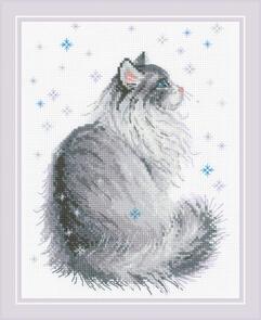Riolis  Cross Stitch Kit - Snowy Meow - Cat