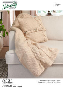 Naturally Knitting Pattern - N1599 - Cable Cushion and Couch Throw