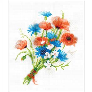 Riolis  1576 Bouquet with Cornflowers - Cross Stitch Kit