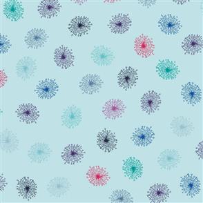 Stof Fabric  - Roadside Flowers - Dandelions Aqua
