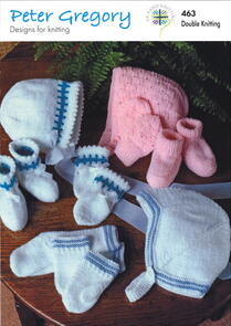 Peter Gregory Pattern 463 - Baby's Hat, Mitts & Sock or Bootee Sets