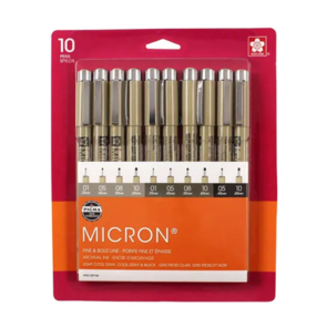 Pigma Micron 10 Piece Set - Black and Grey