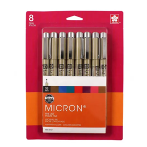 Pigma Micron 8 Piece Set - Assorted Colours