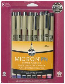 Pigma Micron PN Plastic NIB Pen 8pc Set