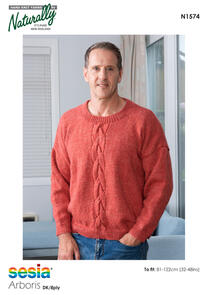 Naturally Knitting Pattern - N1574 - Cable Panel Sweater