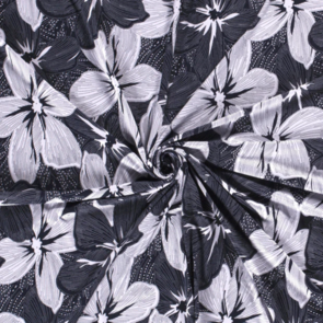 Nooteboom Viscose Vortex Jersey Fabric - Printed Flowers #19244 - Colour 08 - Navy