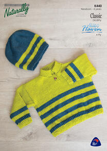 Naturally Striped Sweater & Hat, newborn - 4 years