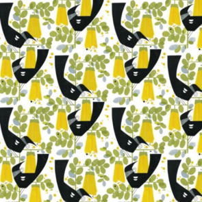 Nutex Kiwiana Fabric - Tui & Kowahi White