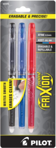 FriXion Extra Fine Point Erasable Gel Pens 3/Pkg - Black, Blue & Red