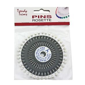 Trendy Trims  Wheel of White Pearl Head Pins (Size 38 x 0.6mm)