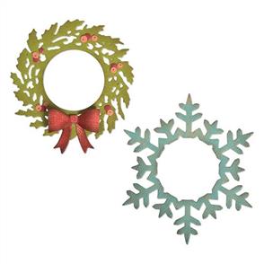 Sizzix Tim Holtz - Thinlits Die Set - Wreath & Snowflake