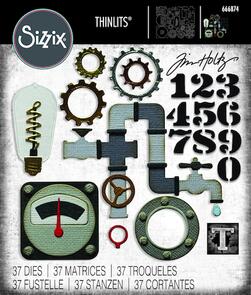 Sizzix Thinlits 37PK Die Set – Vault Industrial by Tim Holtz