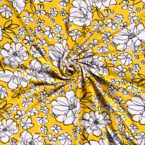 Nooteboom Viscose Jersey - Printed Flowers #19231 - Colour 34 - Yellow