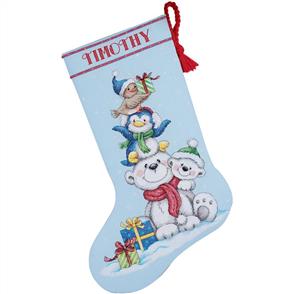 Dimensions  Cross Stitch Stocking Kit - Stack of Critters - Christmas