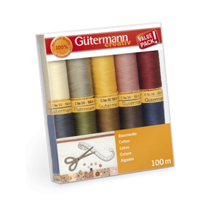 Gutermann Natural Cotton Set 100m – 10 Spools Multi