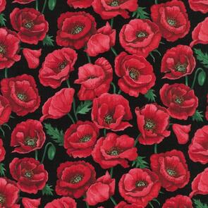 Nutex  Poppies Fabric 105 - Blossom Black