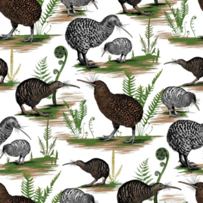 Nutex Kiwiana Fabric - Native Treasures - Kiwi