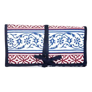 Knitpro Navy, Hand Block Painted Fabric Fixed Circular Needle Case