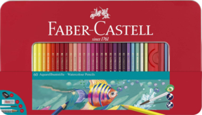 Faber-Castell (FSC) Classic Watercolour Pencils - Tin of 60 + Accessories