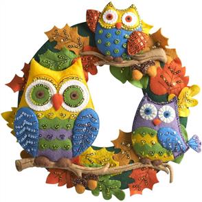 Bucilla Felt Wreath Applique Kit Round - Owl