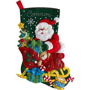 Bucilla Felt Stocking Applique Kit 18" Long - Santa's Sleigh