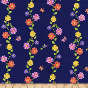 Andover Fabric The Very Hungry Caterpillar in the Garden - Flowering Vine Night