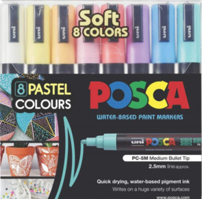Uni Posca 1.8-2.5mm 8 Pack - Soft Colours