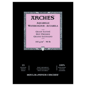 Arches Watercolour Natural White Pad 185gsm, Hot Pressed 15sheets