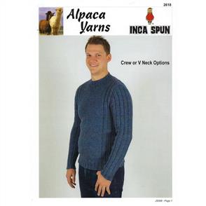 Alpaca Yarns 2618 Man's Sweater with Neck Options - Knitting Pattern / Kit