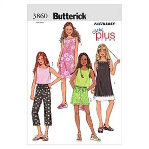 Butterick Pattern 3860 Girls'/Girls' Plus Top, Dress, Shorts & Pants