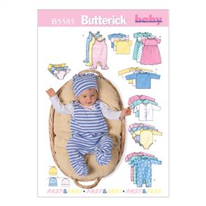 Butterick Pattern 5585 Infants' Jacket, Dress, Top, Romper, Diaper Cover and Hat