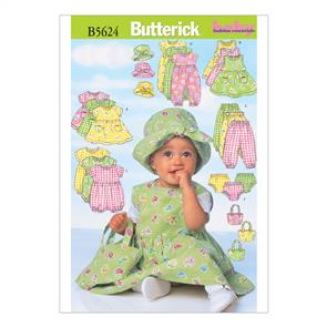 Butterick Pattern 5624 Infants' Dress, Jumper, Romper, Jumpsuit, Panties, Hat and Bag