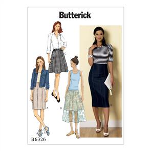 Butterick Pattern 6326 Misses' Raised-Waist or Elastic-Waist Skirts