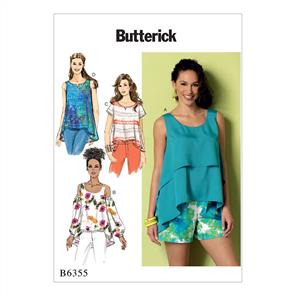 Butterick Pattern 6355 Misses' Overlay, Cold Shoulder or Notch-Neck Tops
