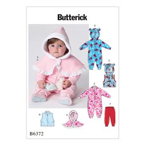 Butterick Pattern 6372 Infants' Cape, Vest, Buntings and Pull-On Pants